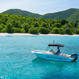 a small boat in a body of water