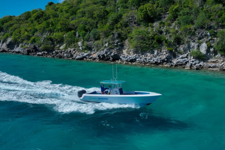 a small boat in a body of water