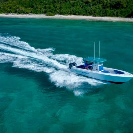 a small boat in a body of water