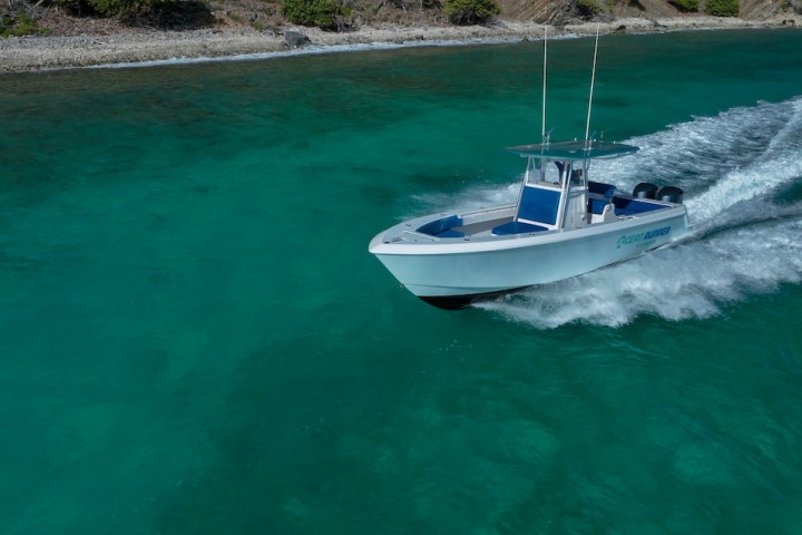 a small boat in a body of water