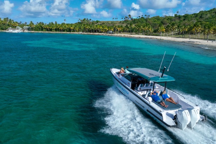 a small boat in a body of water