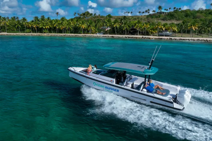 a small boat in a body of water