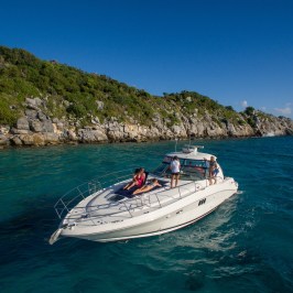 a small boat in a body of water