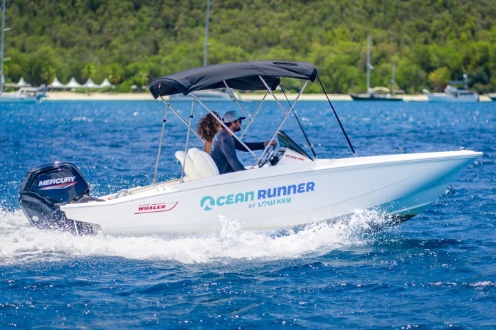 a small boat in a body of water